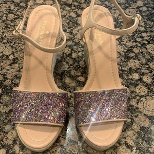 Kate Spade multi sparkle and nude leather size 8.5 sandals.